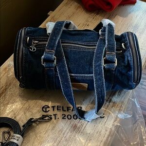 Telfar Dark Denim Barrel Bag